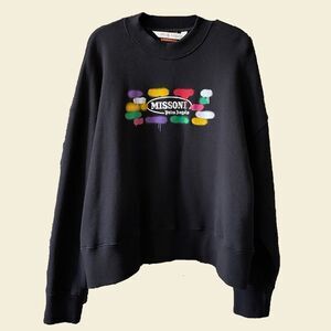 Palm Angels x Missoni Heavyweight Embroidered Logo Black Crewneck Unisex SZ M